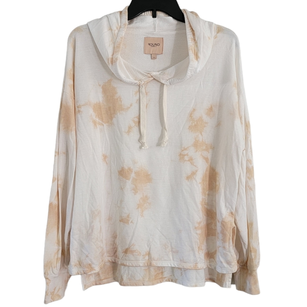 FOUND Dreamer Tan Tie Dye Neutral Pullover Oversized Hoodie Size Small